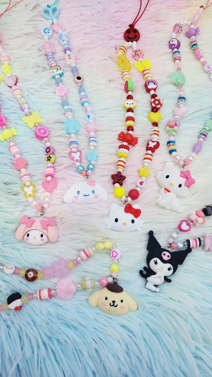 Kitty and Friends Custom Beaded Phone Charm