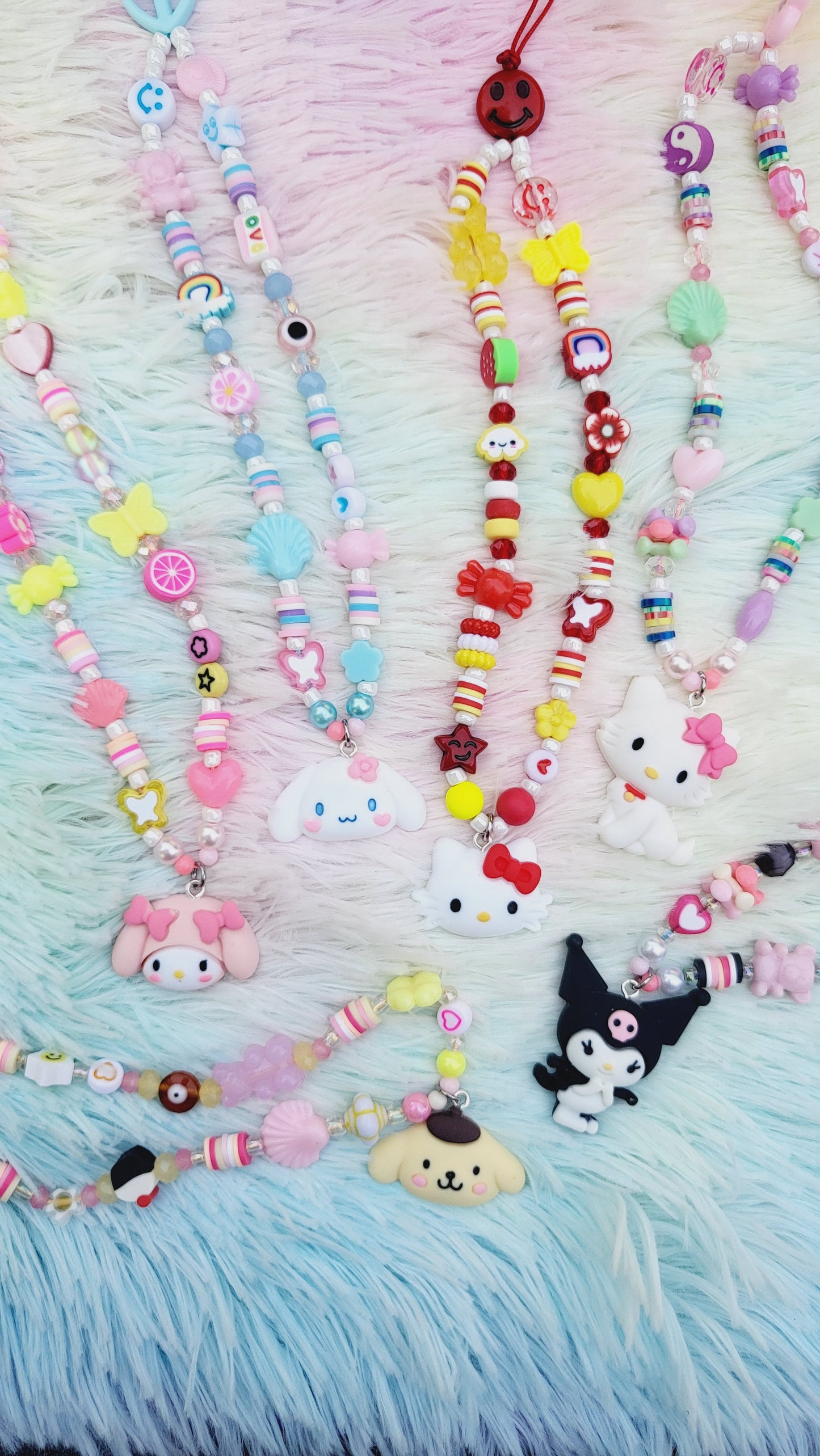 Kitty and Friends Custom Beaded Phone Charm