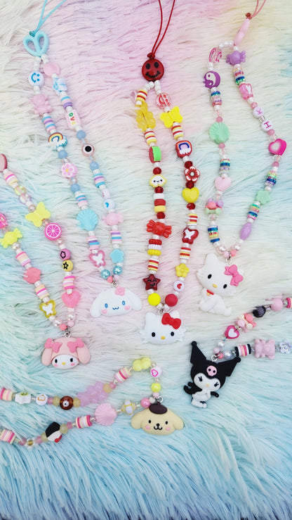 Kitty and Friends Custom Beaded Phone Charm