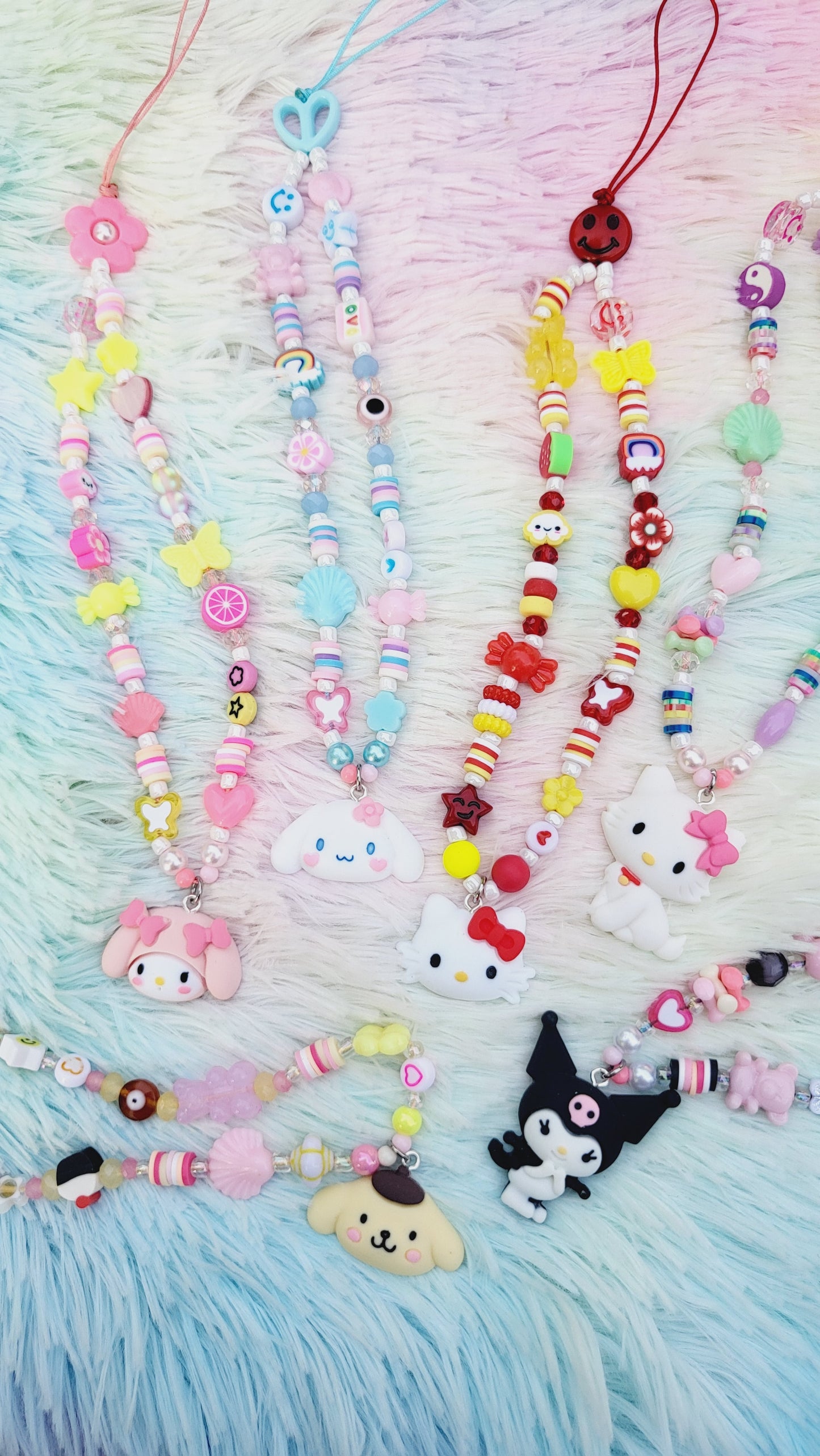 Kitty and Friends Custom Beaded Phone Charm