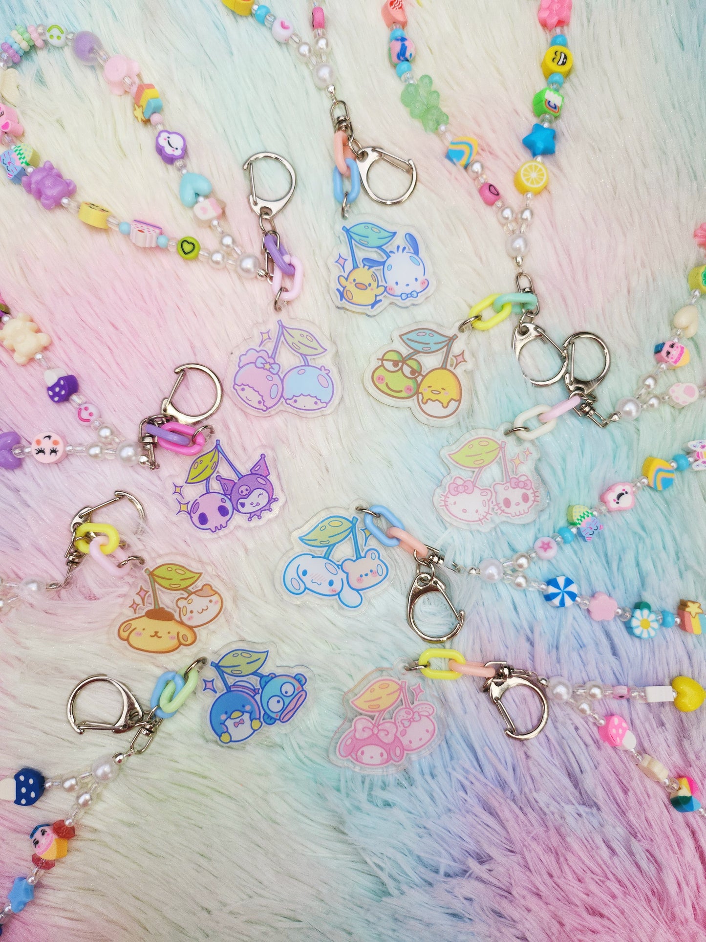 Kitty and Friends Beaded Keychain