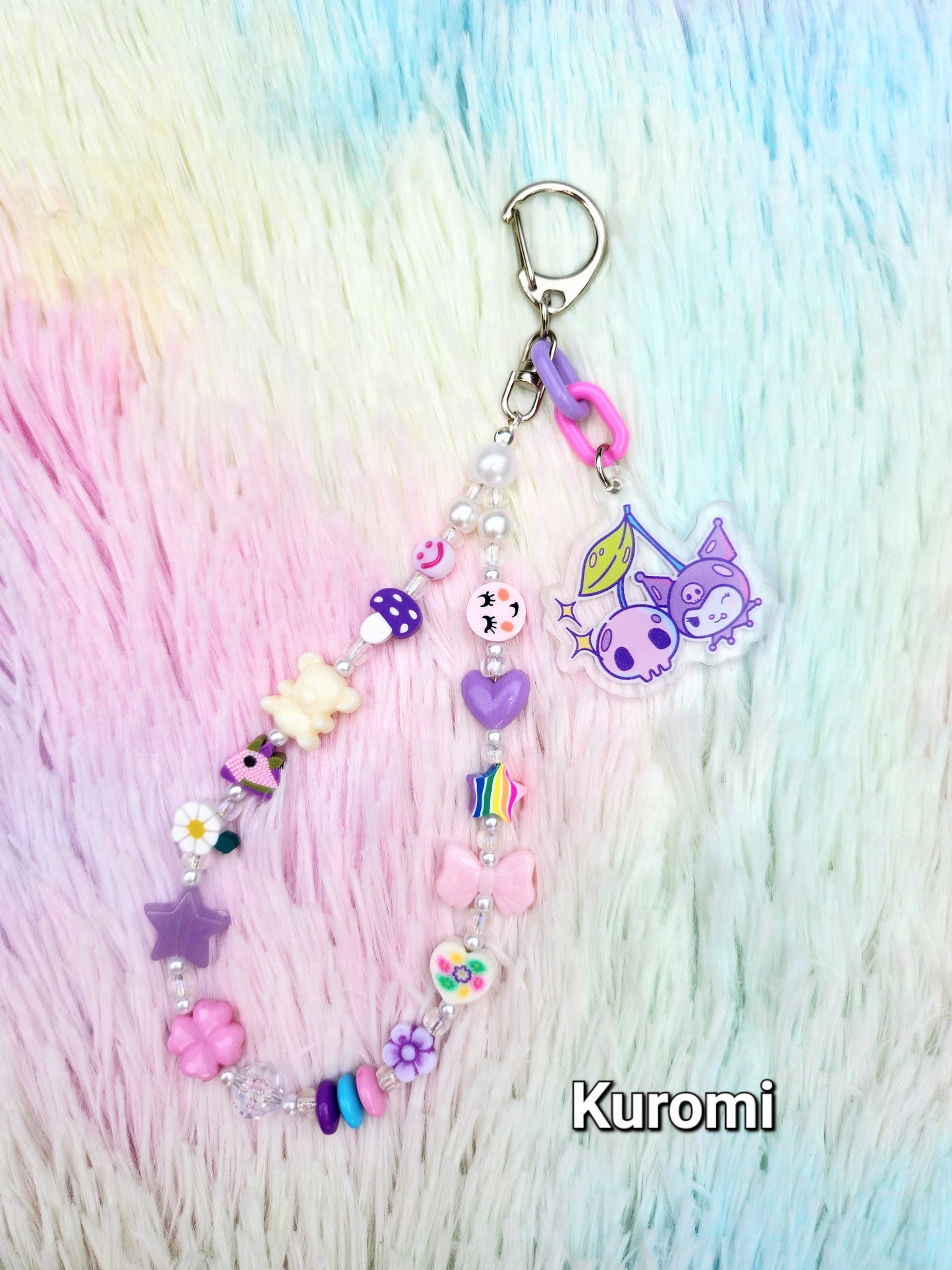 Kitty and Friends Beaded Keychain