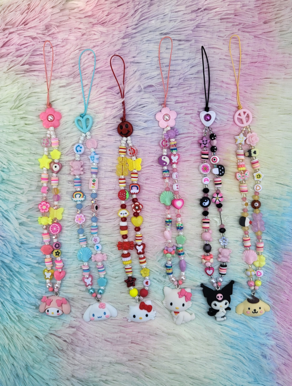 Kitty and Friends Custom Beaded Phone Charm